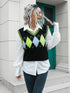 'Leocadia' Diamond Print Sleeveless Knit Sweater - Celes Fashion